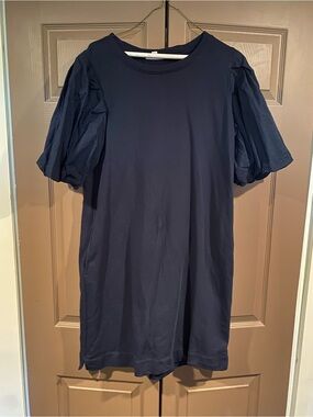 Cute Chico’s Navy Puff-Sleeve Women's Dress - Large